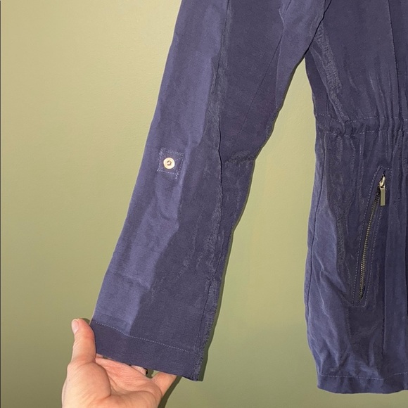 Kismet Utility Jacket Blue with Cinched Waist and Collared Neckline - Picture 6 of 15